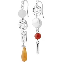 Pilgrim Orecchini 'Trace' arancione scuro / rosso / argento