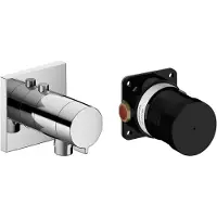 Keuco IXMO Set de robinetterie thermostatique pour douche encastré avec raccord de flexible, rosace carrée, 59554010022, 59554010022