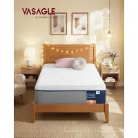 Vasagle Materasso , 90 x 200 cm, materasso singolo in schiuma memory gel, medio rigido, H3, sostegno a 7 zone, traspirante