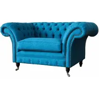 AEA Blauer Chesterfield Sessel Polster Sofa Couchen 1,5 Sitzer Einsitzer Textil