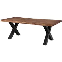MASSIVMOEBEL24.DE | FREEFORM 5 tavolo da pranzo in legno di sheesham - verniciato grigio / gambe in ferro X antracite lucido 260x100