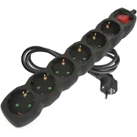 Emos Ciabatta elettrica a 6 prese con interruttore, cavo da 150 cm 1,5 mm2, nero, prese ruotate di 45°, Schuko con protezione tattile avanzata, per uso interno, PC1621R