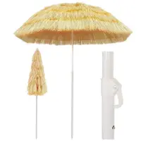Festnight Ombrellone basculante da 180 cm, stile hawaiano, ideale per mercati, balconi, giardini, terrazze. Offre protezione solare, è resistente ai raggi UV, ha una struttura in acciaio e un colore naturale