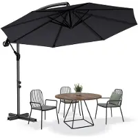 Sonstiges Ombrellone da giardino, diametro 300-350 cm, ombrellone a manovella, rotazione a 360°, protezione UV40+, resistente all'acqua, colore grigio scuro