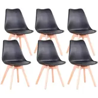 StarTech.com Sedie da pranzo in stile nordico - Set di 6 sedie - Sedili imbottiti - Struttura in plastica - Da montare autonomamente - Colore: nero