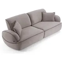 AEA Beige Lussuoso divano tessile moderno a 3 posti Mobili in tessuto pregiato