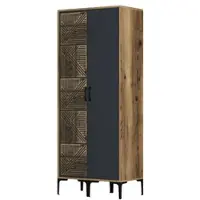 Dmora Guardaroba 2 Ante Weng 47.5x201.4h cm Nero Antracite, Appendiabiti 2 Ante