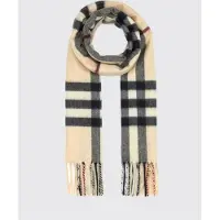 Burberry Sciarpa in puro cashmere con motivo check e fondo sfrangiato