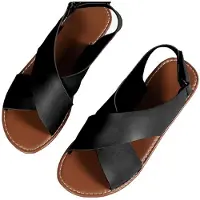 Merkloos Omgoods - Sandali estivi da donna, comodi, con suola piatta
