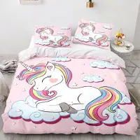 Merkloos Solidchoice - Set di lenzuola con copripiumino a tema unicorno per bambini, 135x200 cm