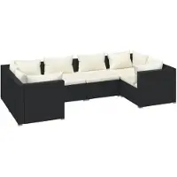 vidaXL Set di 6 pezzi da giardino con cuscini in polirattan nero
