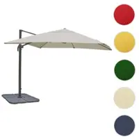 Mendler Ombrellone semaforo gastronomico HWC-A96, ombrellone, 3x4m (Ø5m) poliestere/alluminio 26kg ~ grigio crema con supporto, girevole
