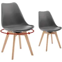 StarTech.com Sedie da pranzo - Sedie da pranzo girevoli - Set da 2 - Girevoli a 360° - Sedili imbottiti - Struttura in legno massello - 58,5 x 48 x 83 cm - Grigio chiaro