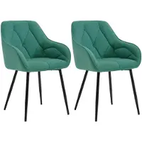 StarTech.com Set di 2 sedie da pranzo - Sedia da pranzo - Ergonomica - Imbottita - Con schienale e braccioli - Gambe in metallo - Tessuto velluto turchese