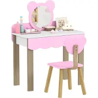StarTech.com Tavolino da trucco per bambini – Tavolino da parrucco con sgabello e specchio – Struttura in legno – Montaggio semplice