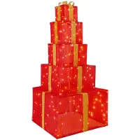 vidaXL Scatola regalo natalizia a LED, impilabile, 250 LED, luce bianca calda