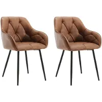 StarTech.com Sedie da pranzo - Set da 2 - Ergonomiche - Imbottite - Con schienale e braccioli - Gambe in metallo - Pelle marrone