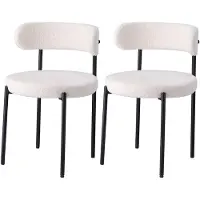 StarTech.com Sedie da pranzo - Set da 2 - Design mid-century - Sedute rotonde imbottite - Gambe in metallo - Bianco - Ideali per la sala da pranzo