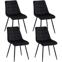 StarTech.com Set di 4 sedie da pranzo in velluto, con gambe in metallo, pieghevoli, colore nero