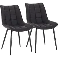StarTech.com Set di 2 sedie da pranzo - Sedia per sala da pranzo - Seduta imbottita - Rivestimento in ecopelle - Gambe in metallo - Non girevole - Seduta 46 x 40,5 cm - Grigio antracite
