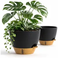 Merkloos Omgoods - Set di 2 vasi autoirriganti - 25 cm, neri