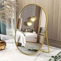 Merkloos Specchio da tavolo portatile Omgoods, monovetro, alta definizione, cornice in metallo, design moderno, vetro resistente agli urti, specchio per il trucco
