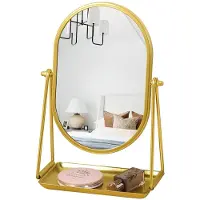 Merkloos Solidchoice - Specchio da trucco ovale con vassoio - Rotazione regolabile a 360°