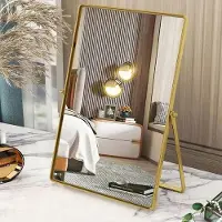 Merkloos Omgoods - Specchio da trucco con cornice in metallo - Specchio da tavolo portatile - Specchio rettangolare in stile Hollywood - Specchio ad alta definizione - Resistente agli urti - Design moderno