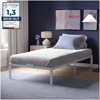Merkloos Letto con struttura a molle imbottita e rivestimento in metallo bianco, dimensioni 90x200 cm
