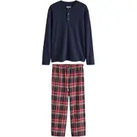 Next Pigiama lungo 'Family Matching Christmas' navy / verde scuro / rosso rubino / bianco