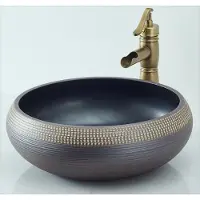 Merkloos Lavabo in Vetroceramica, forma rotonda, realizzato a mano