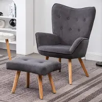 Merkloos Poltrona comoda con poggiapiedi, color grigio scuro