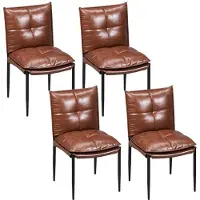 StarTech.com Set di 4 sedie da pranzo - Sedia da pranzo con schienale alto - Ecopelle - Gambe in metallo - Imbottita - Senza braccioli - Marrone