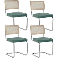 StarTech.com Sedie da pranzo - Set di 4 sedie in rattan - Rivestimento in velluto imbottito - Struttura in metallo - Senza braccioli - Dimensioni 84x47,5x44 cm - Verde chiaro