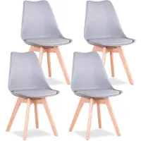 StarTech.com Sedie da pranzo in stile scandinavo - Set da 4 - Pelle finta - Seduta imbottita - Design moderno - Dimensioni 82×55×48 cm - Senza braccioli - Grigio scuro