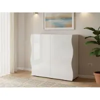 Web Furniture Armadio in legno bianco multiuso a 2 ante per bagno e cucina Onda Double