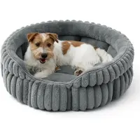Bedsure Cuccia per cani, lavabile, in pile grigio, 66 x 66 cm