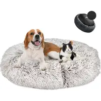 Sonstiges Cuccia per cani a forma di ciambella, in peluche, lavabile, morbida, con motivo sfumato color caffè, diametro 90 cm