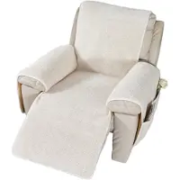 Merkloos Elzusha - Poltrona relax con rivestimento in tessuto Sherpa - Copripoltrona antiscivolo, color crema, 76x231 cm