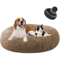 Sonstiges Cuccia per cani a forma di ciambella, in peluche, lavabile, morbida, color kaki, diametro 120 cm