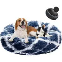 Sonstiges Cuccia per cani a forma di ciambella, in peluche, lavabile, morbida, colore blu navy, diametro 70 cm