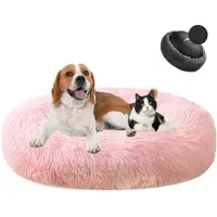 Sonstiges Cuccia per cani a forma di ciambella, in peluche, lavabile, diametro 100 cm, rosa chiaro