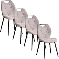StarTech.com Set di 4 sedie da pranzo moderne - Sedie imbottite - Rivestimento in tessuto - Gambe in metallo - Schienale ergonomico - Senza braccioli - Per cucina/soggiorno - Beige