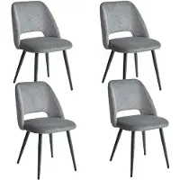 StarTech.com Sedie da pranzo in velluto - Set da 4 - Seduta morbidamente imbottita - Schienale ergonomico - Senza braccioli - Design moderno - Grigio