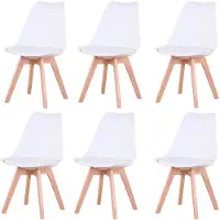 StarTech.com Sedie da pranzo e da cucina - Set da 6 - Design moderno - Ecopelle - Gambe in legno - 82×55×48 cm - Bianco