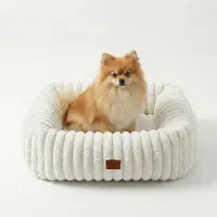 Sonstiges Cuccia per cani, cuccia per gatti, colore bianco, taglia S, dimensioni 50x48x15 cm, con rivestimento in ecopelliccia e fodera removibile