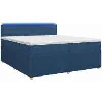 vidaXL Letto a molle con materasso e testata blu 200 x 200 cm in tessuto