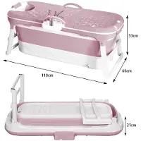 StarTech.com Vasca da bagno pieghevole per adulti - Vasca da bagno portatile - Con coperchio - Con portabagno - 118 cm - Rosa
