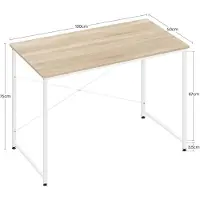 StarTech.com Scrivania - Scrivania per computer - 100 x 50 cm - Struttura in metallo - Forme rettangolari - Piano in legno - Ideale per l'ufficio domestico - Finitura in rovere chiaro
