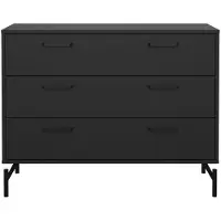 Giga - Comò 3 cassetti nero opaco con base in metallo L98,7 cm - BORA